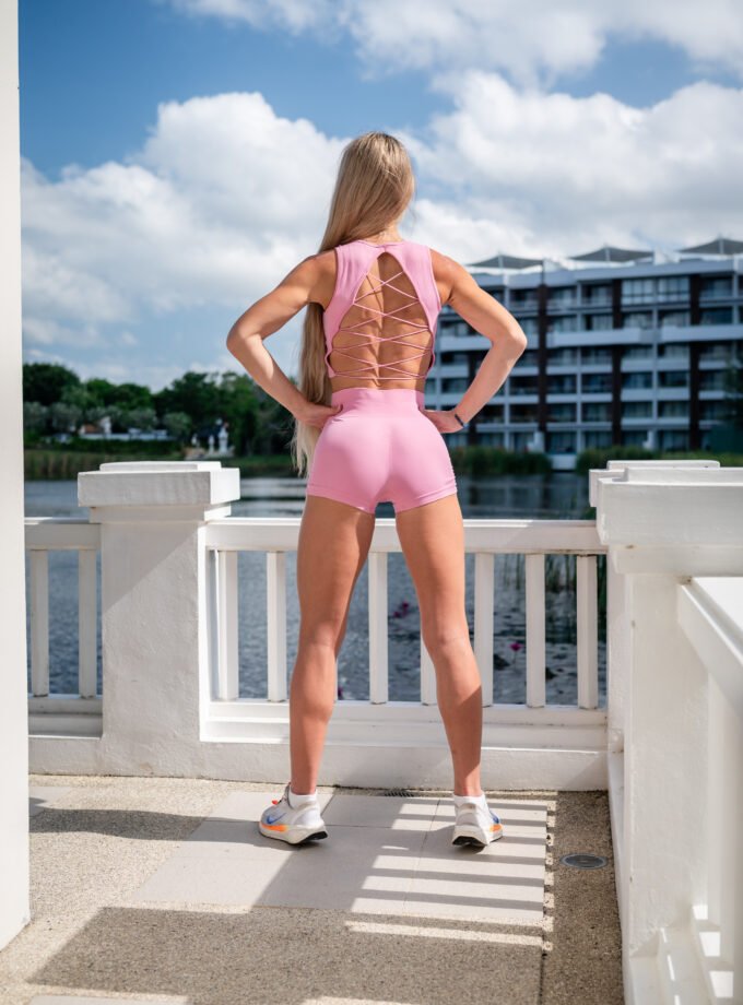 Be Blessed
Ruched Side Booty Shorts
Pink set